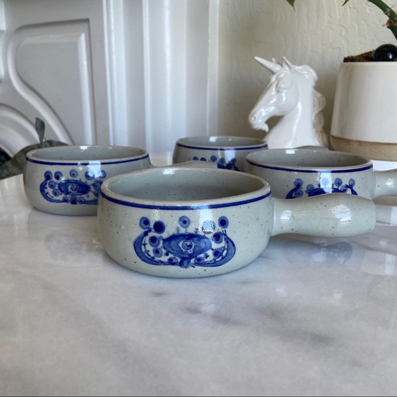 VINTAGE • 50s Ceramic Crocks Set of 4 Retro Kitchen European Midcentury Pottery - Picture 12 of 12
